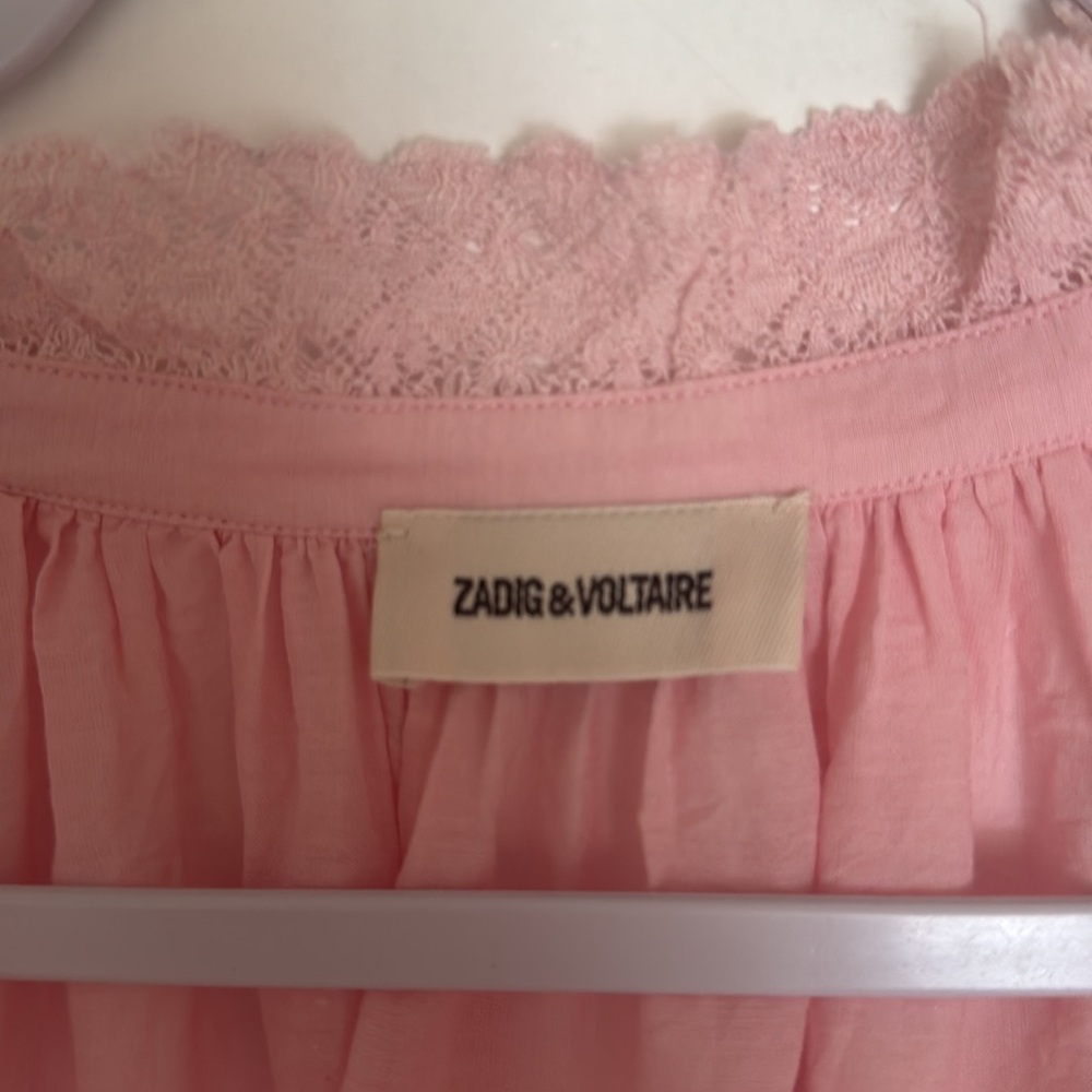 ZADIG & VOLTAIRE Theresa Soft Pink Lace Blouse - Picture 2 of 5
